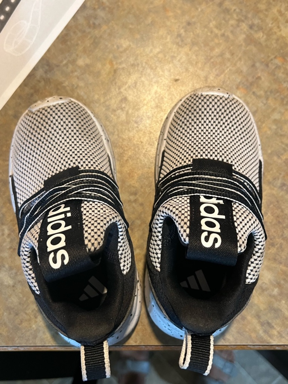adidas Kids Black and White Slip-On Sneakers with Strap